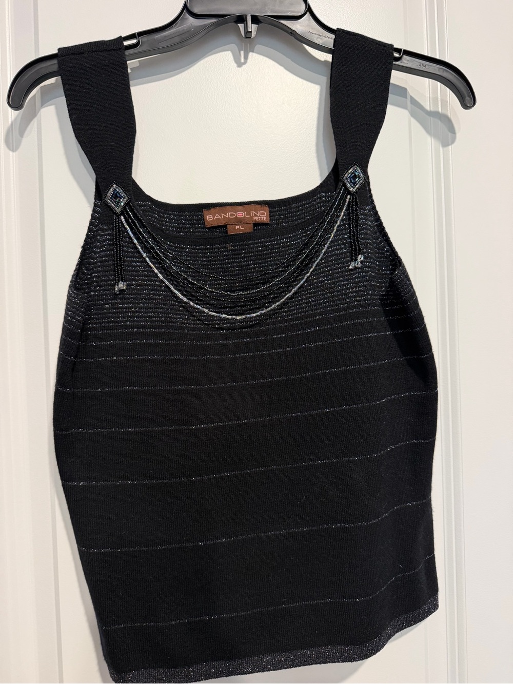 Bandolino Black Knit Tank Top with Silver Chain Accents